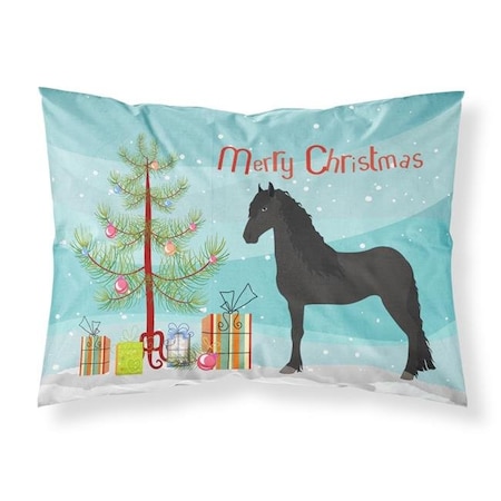 Carolines Treasures BB9282PILLOWCASE Friesian Horse Christmas Fabric Standard Pillowcase